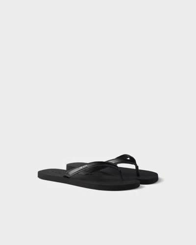 Prada Mini Brushed Leather Flip-flops For Summer Style In Black