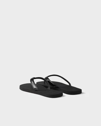 Prada Mini Brushed Leather Flip-flops For Summer Style In Black
