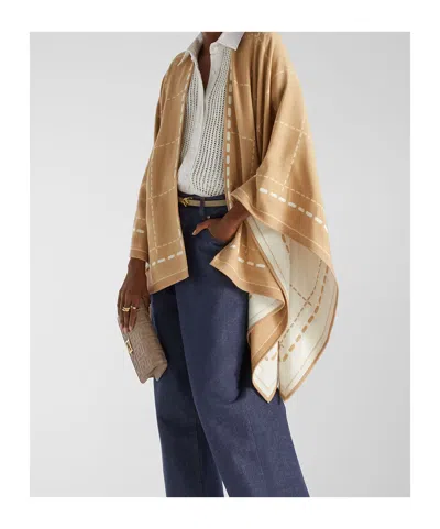 Fendi Draped Patterned Cape Jacket Collection In Brown