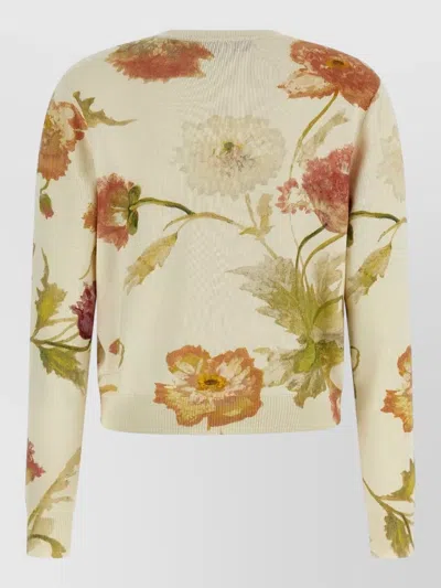 Carolina Herrera Floral Print Cardigan Sweaters And Cardigans White In Multi