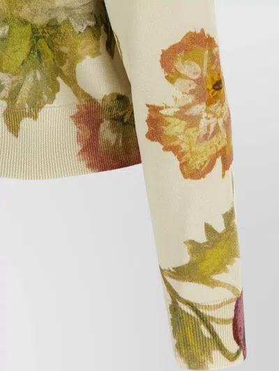 Carolina Herrera Floral Print Cardigan Sweaters And Cardigans White In Multi