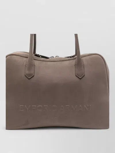 Emporio Armani Leather Shoulder Bag Rectangular Shape Handles In Gray