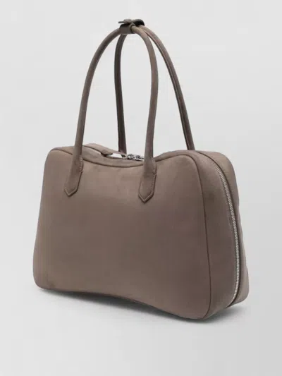 Emporio Armani Leather Shoulder Bag Rectangular Shape Handles In Gray