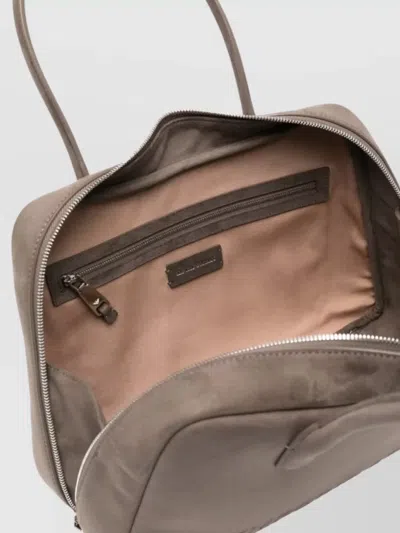 Emporio Armani Leather Shoulder Bag Rectangular Shape Handles In Gray