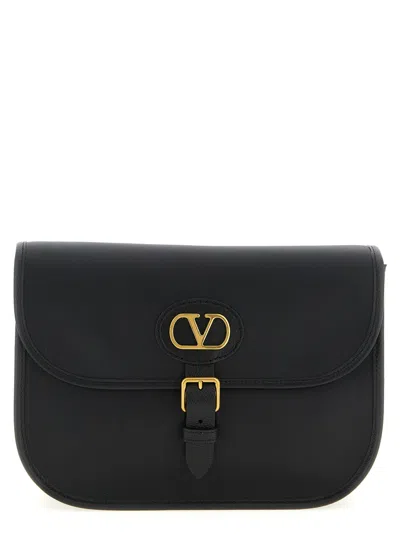 Valentino Garavani Antibes Leather Crossbody Bag Adjustable Strap In Black