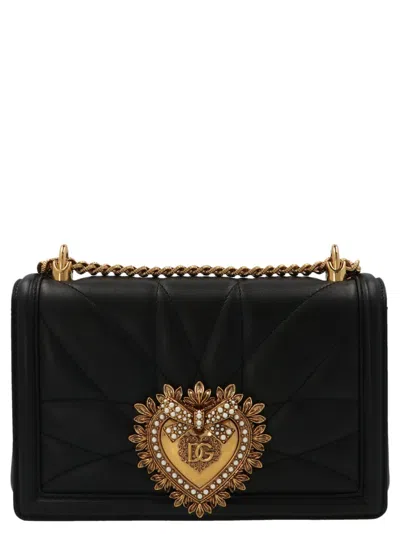 Dolce & Gabbana Large Devotion Bag In Quilted Nappa Leather In Black