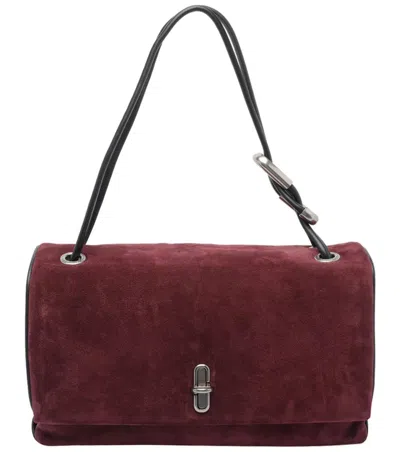 Marc Jacobs Rectangular Suede Shoulder Bag With Adjustable Strap In Purple