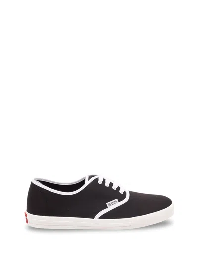 Prada Lace Up Sneakers Contrast Trim Rubber Sole In Black