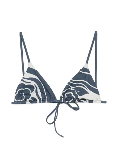 Sir Lilou Printed Triangle Bikini Top In Blue