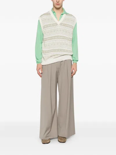 Kiton V-neck Patterned Vest In Gray