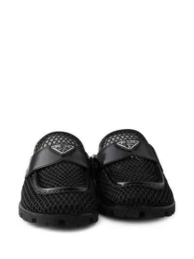 Prada Triangle Logo Mules In Black