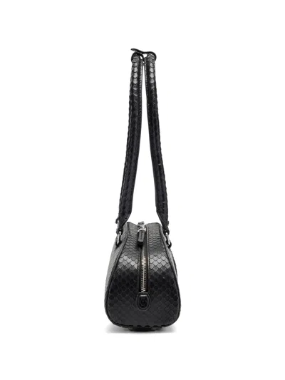 Diesel Elongated Bowling Dome Shoulder Bag In Smooth Black Leather