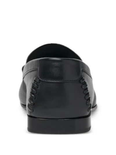 Fendi Men Leather Loafers With Metal Ff Logo In Black