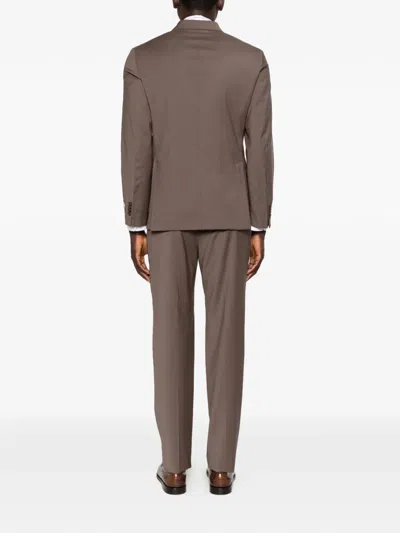Manuel Ritz Double-breasted Suit In Brown