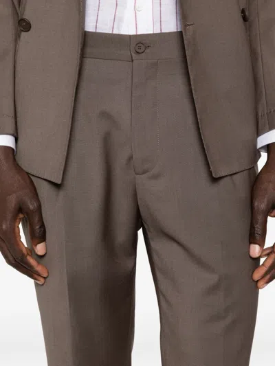 Manuel Ritz Double-breasted Suit In Brown