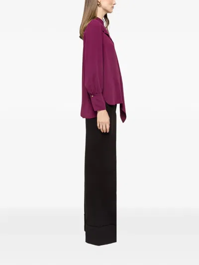 Nissa Draped Chiffon Blouse In Red
