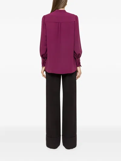 Nissa Draped Chiffon Blouse In Red