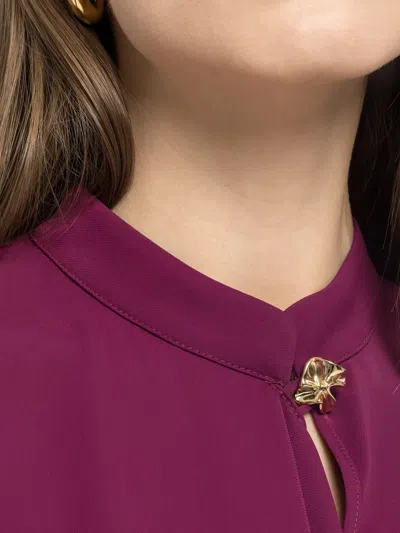 Nissa Draped Chiffon Blouse In Red
