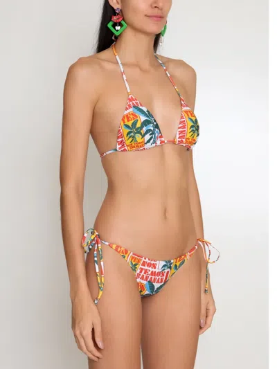 Amir Slama Printed Side-tie Bikini In Multi