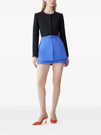 Carolina Herrera Belted Crewneck Jacket In Black
