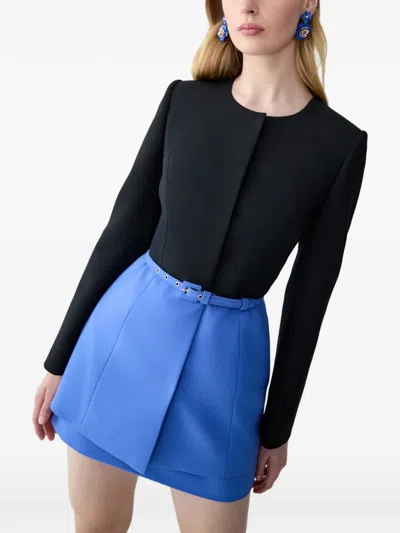Carolina Herrera Belted Crewneck Jacket In Black