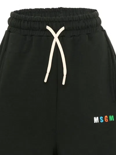 Msgm Drawstring Logo-detail Shorts In Black