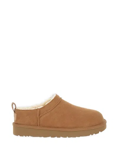 Ugg Chestnut Brown Mutton Leather Classic Micro Boots In Brown