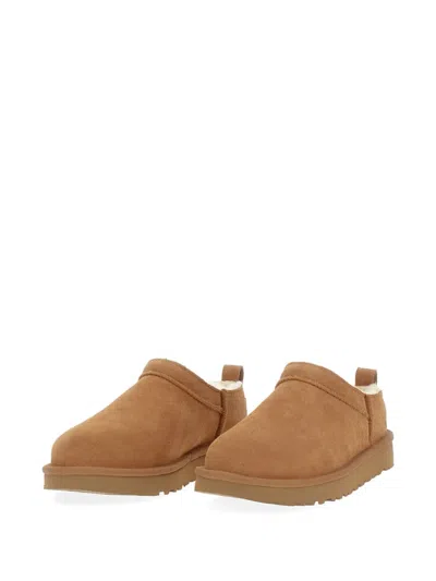 Ugg Chestnut Brown Mutton Leather Classic Micro Boots In Brown