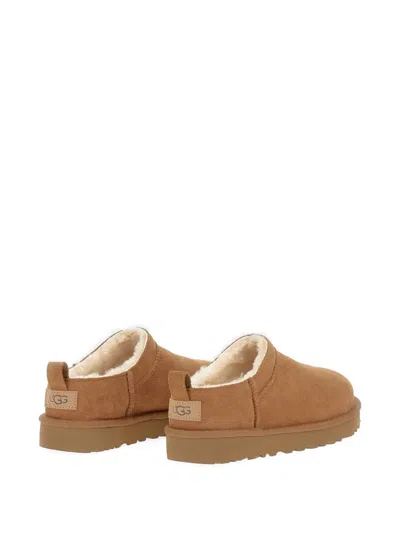 Ugg Chestnut Brown Mutton Leather Classic Micro Boots In Brown