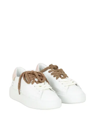 Date Pink Panel Sneakers In White