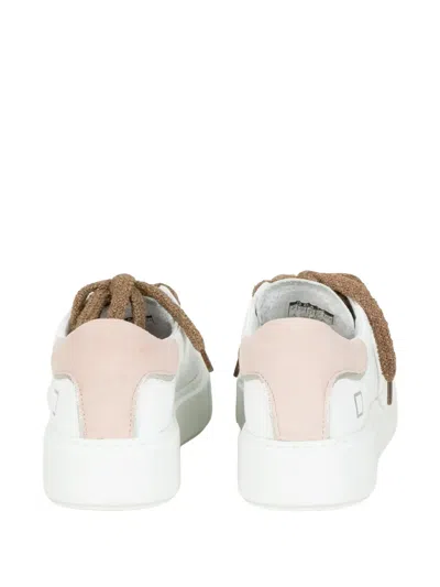 Date Pink Panel Sneakers In White