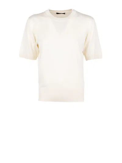 Alpha Studio Crewneck Panelled T-shirt In White