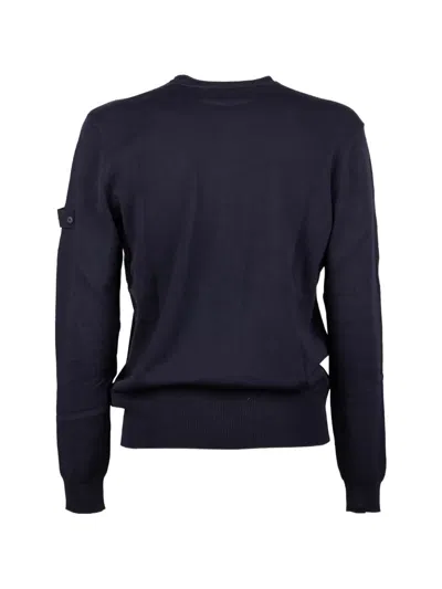 Peuterey Solid Blue Sweater With Round Neckline In Blue