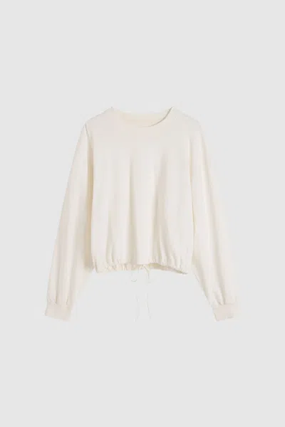 St Agni Drawstring Long Sleeve Top In White