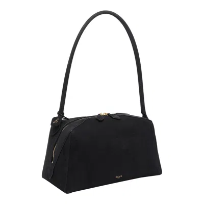 Alaïa Le Bouledogue Bowling Shoulder Bag In Nubuck Leather In Black