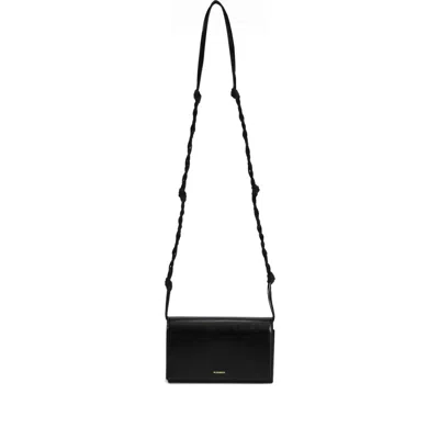 Jil Sander Tangle Wallet With Shoulder Strap In Black