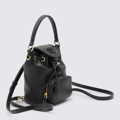 Miu Miu Black Leather Backpack In Black