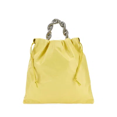 Jil Sander Metallic Top-handle Leather Tote Bag In Yellow