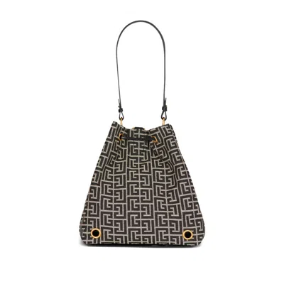 Balmain Black Pulse Monogram Jacquard Backpack In White