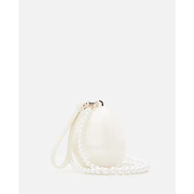 Simone Rocha Micro Egg Pearl-effect Clutch Bag In Neutral