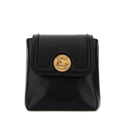 Chloé Chloe Women Black Leather Horse Medal Backpack In Black