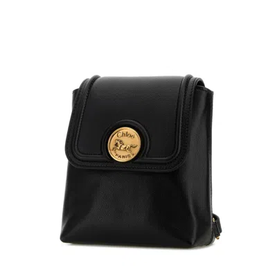 Chloé Chloe Women Black Leather Horse Medal Backpack In Black