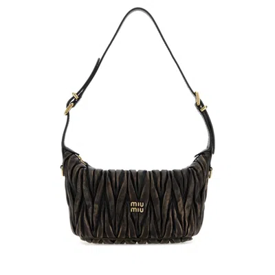 Miu Miu Leather Shoulder Bag Adjustable Strap Hardware In Brown