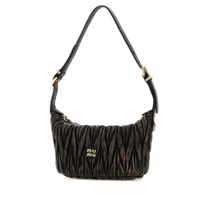 Miu Miu Leather Shoulder Bag Adjustable Strap Hardware In Brown
