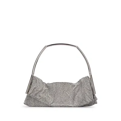 Benedetta Bruzziches Chainmail Gathered Clutch Metallic Silver Handle In Silver