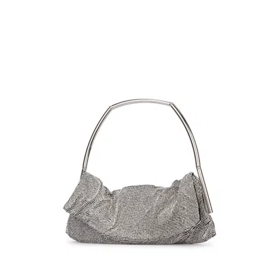 Benedetta Bruzziches Chainmail Gathered Clutch Metallic Silver Handle In Silver