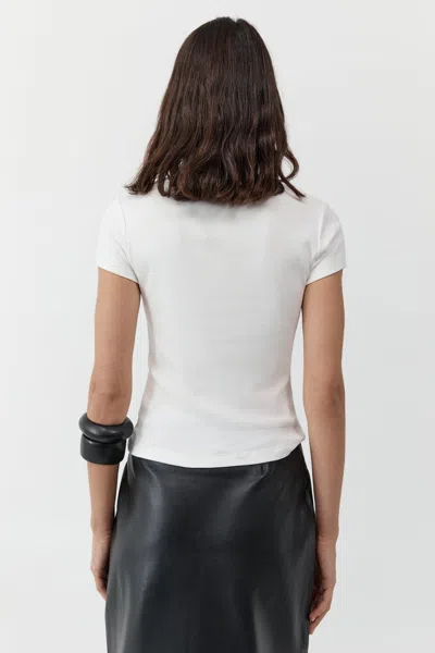 St Agni Organic Cotton V Neck Tee In White