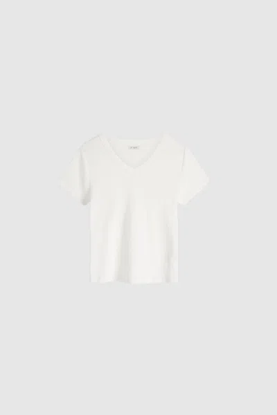 St Agni Organic Cotton V Neck Tee In White