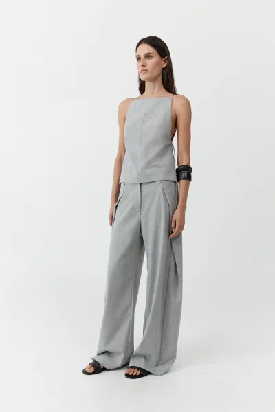 St Agni Tie-detailed Recycled Woven Top In Gray