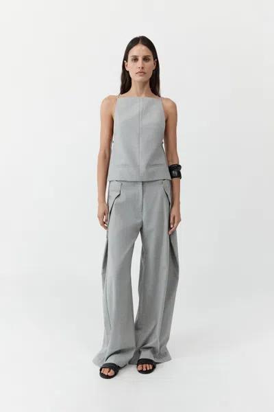 St Agni Tie-detailed Recycled Woven Top In Gray